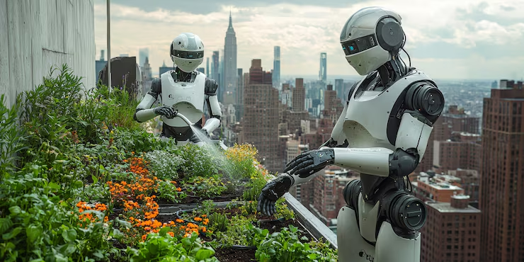 AI Agents Future showing AI society and digital systems